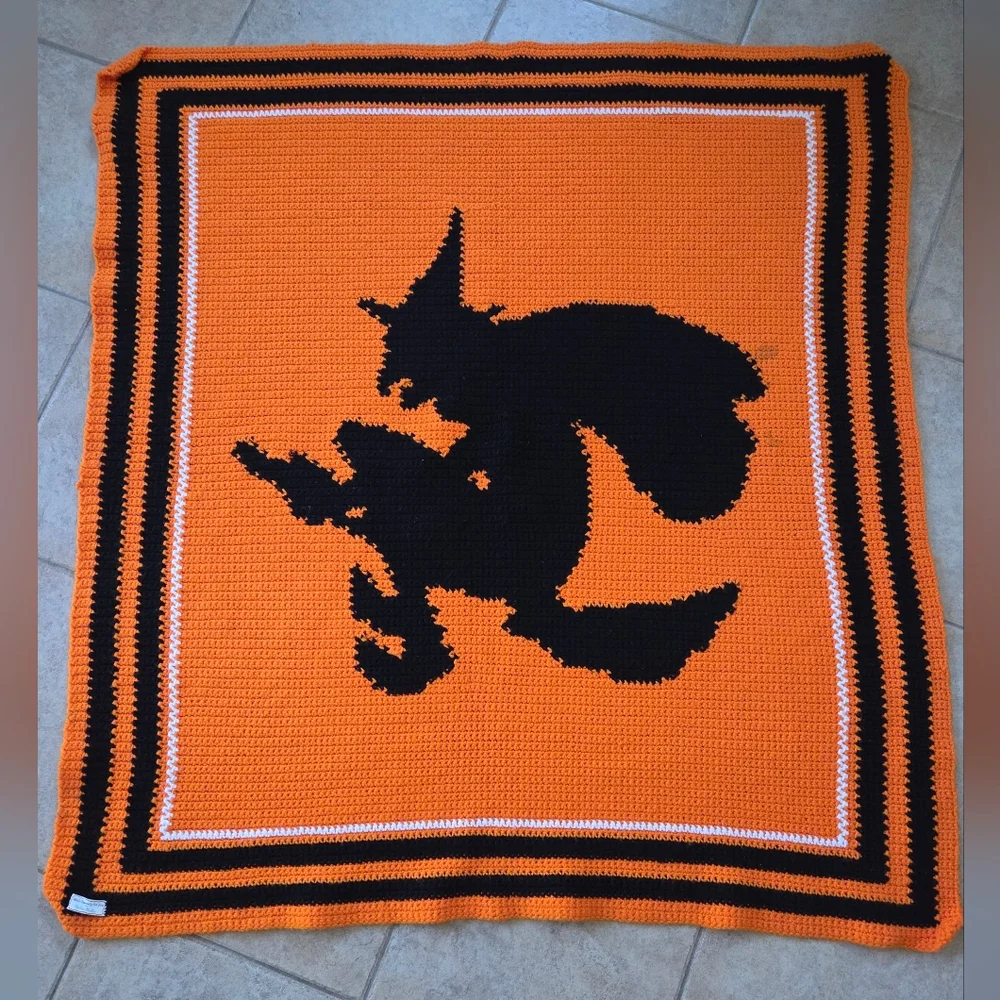 Hand Knitted Haloween Witches Throw!